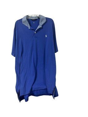 Polo Golf Ralph Lauren Mens Blue Plaid Collar Polo Shirt Size XL Cotton Blend
